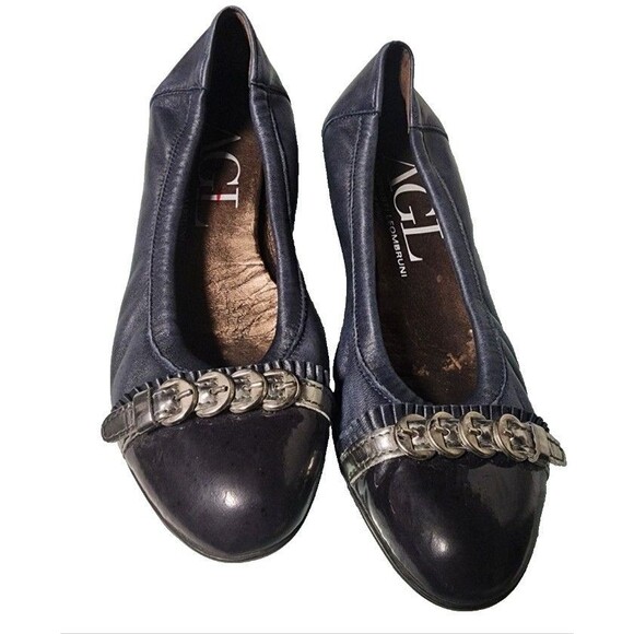 Attilio Giusti Leombruni (AGL) Leather Ballet Flats Black Italy Size EU 38 - Picture 2 of 8